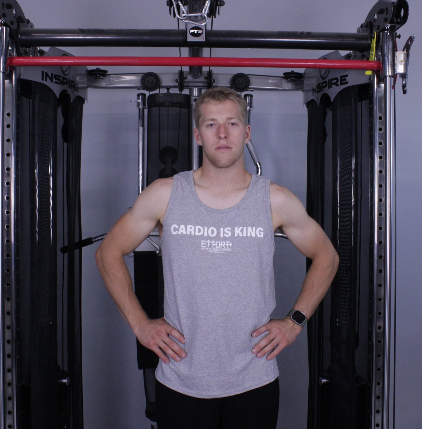 "Cardio Is King" - Graphite Heather Effort Tank Top - EFFORT