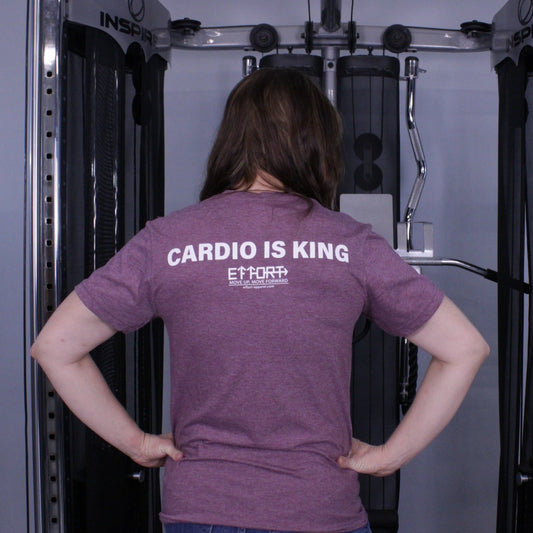 "Cardio Is King" - Heather Maroon Effort T-shirt - EFFORT