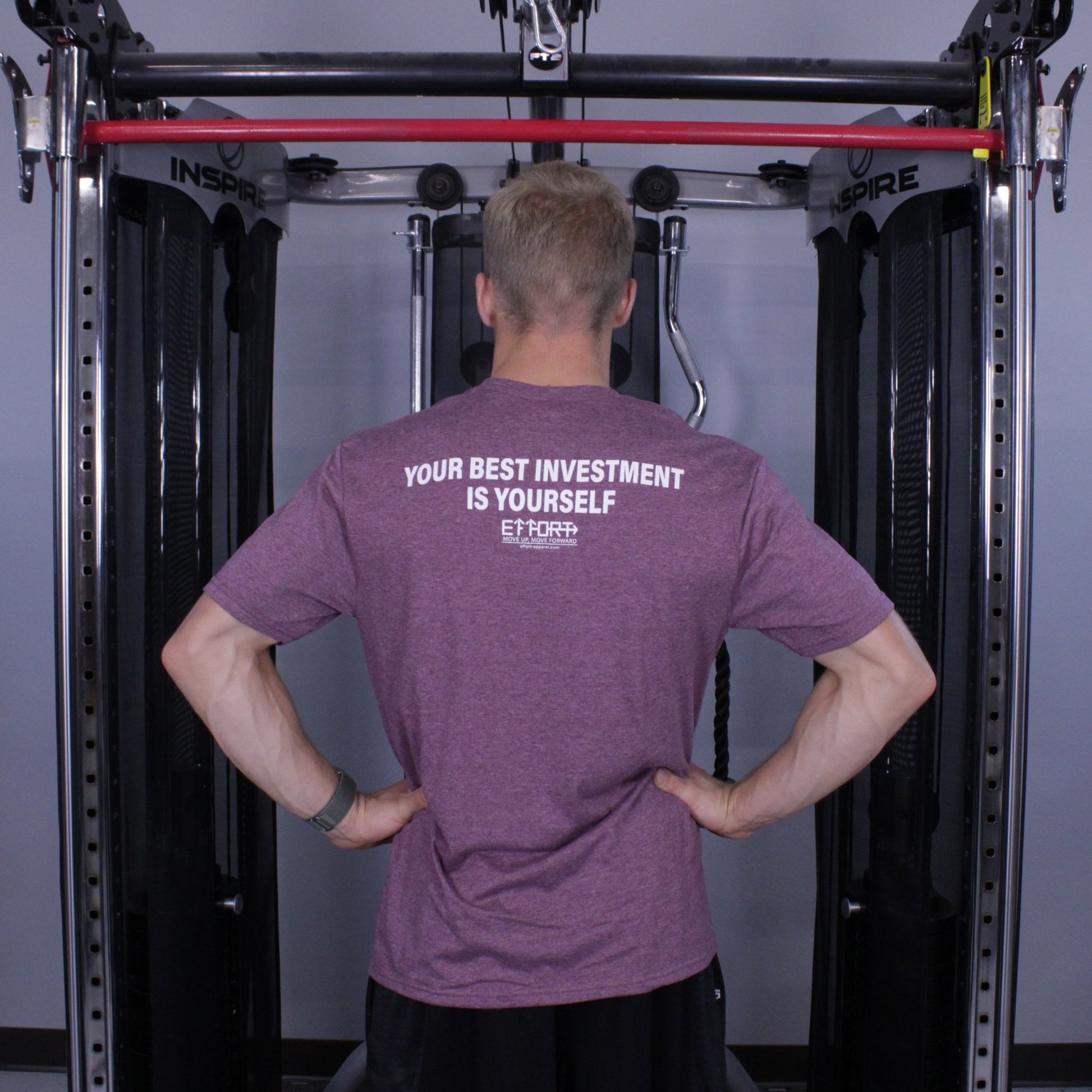 "Your Best Investment Is Yourself" - Heather maroon Effort T-shirt - EFFORT